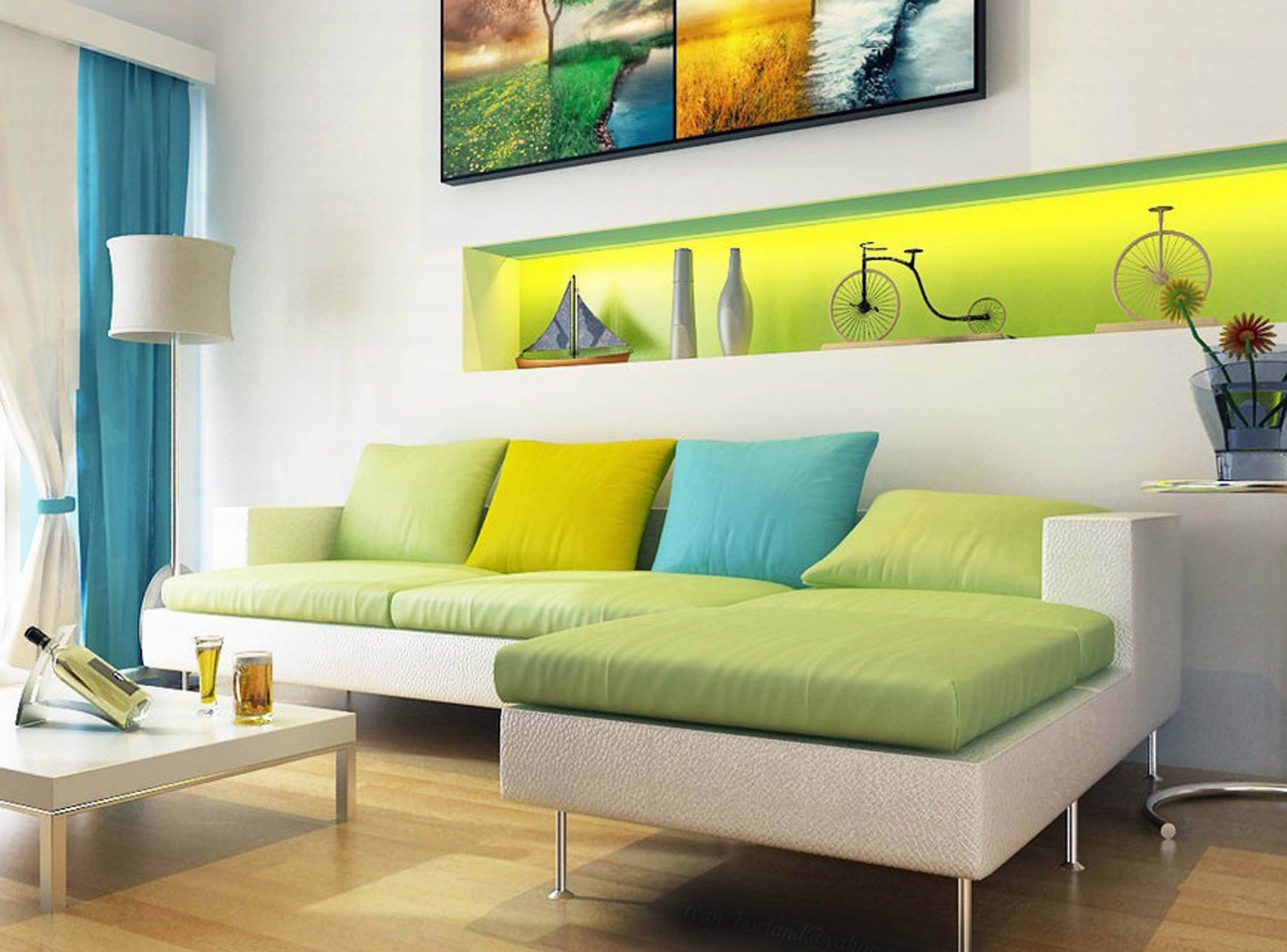 Green Minimalist Living Room
